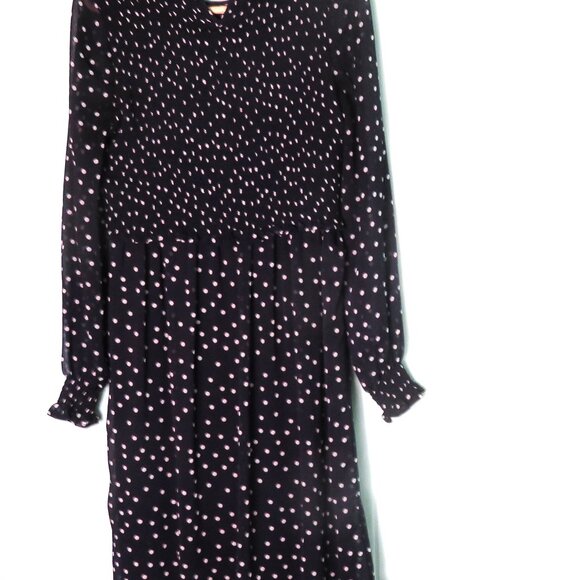 Seraphine Maternity & Nursing Midi Dress Long Sleeve Dark Blue polka Dot Size 6 - Picture 1 of 10